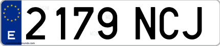 Ejemplo de matrícula de coche ordinaria 2179 NCJ