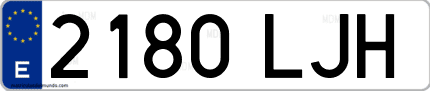Ejemplo de matrícula de coche ordinaria 2180 LJH