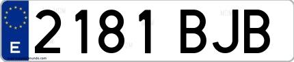 Ejemplo de matrícula española 2181 BJB