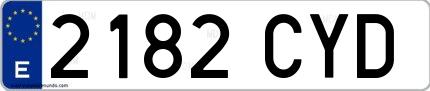 Ejemplo de matrícula española 2182 CYD