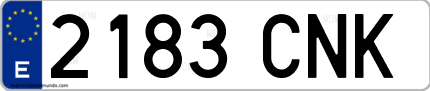 Ejemplo de matrícula de coche ordinaria 2183 CNK