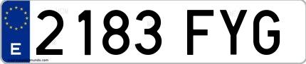 Ejemplo de matrícula española 2183 FYG