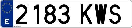 Ejemplo de matrícula española 2183 KWS