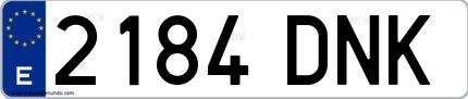 Ejemplo de matrícula española 2184 DNK
