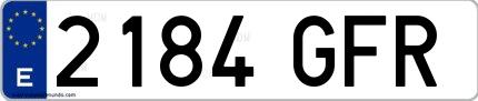 Ejemplo de matrícula española 2184 GFR