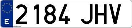 Ejemplo de matrícula española 2184 JHV