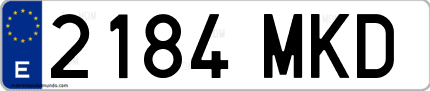 Ejemplo de matrícula de coche ordinaria 2184 MKD