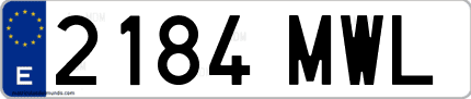 Ejemplo de matrícula de coche ordinaria 2184 MWL