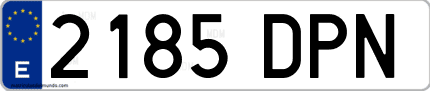 Ejemplo de matrícula de coche ordinaria 2185 DPN