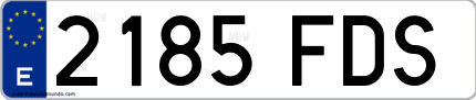 Ejemplo de matrícula de coche ordinaria 2185 FDS