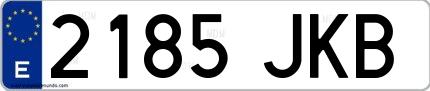Ejemplo de matrícula española 2185 JKB