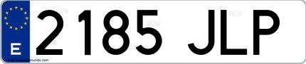 Ejemplo de matrícula española 2185 JLP