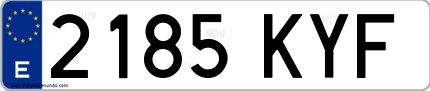 Ejemplo de matrícula española 2185 KYF