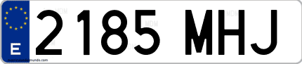 Ejemplo de matrícula de coche ordinaria 2185 MHJ