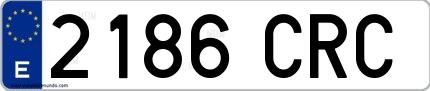 Ejemplo de matrícula española 2186 CRC