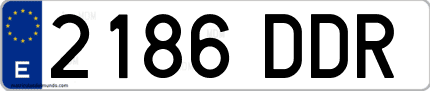 Ejemplo de matrícula de coche ordinaria 2186 DDR