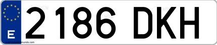 Ejemplo de matrícula española 2186 DKH