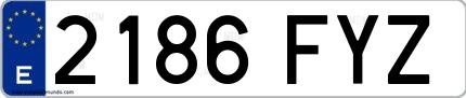 Ejemplo de matrícula española 2186 FYZ