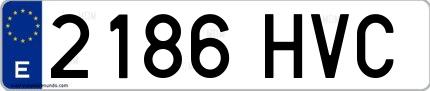 Ejemplo de matrícula española 2186 HVC