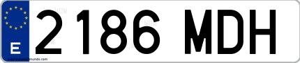Ejemplo de matrícula española 2186 MDH