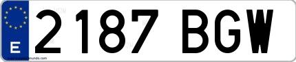 Ejemplo de matrícula española 2187 BGW