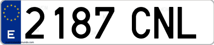 Ejemplo de matrícula de coche ordinaria 2187 CNL