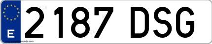 Ejemplo de matrícula española 2187 DSG