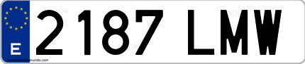 Ejemplo de matrícula de coche ordinaria 2187 LMW