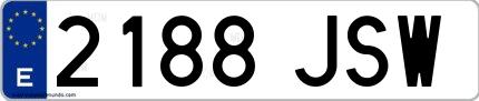 Ejemplo de matrícula española 2188 JSW
