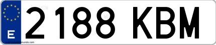 Ejemplo de matrícula española 2188 KBM