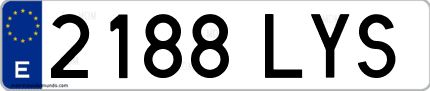 Ejemplo de matrícula de coche ordinaria 2188 LYS