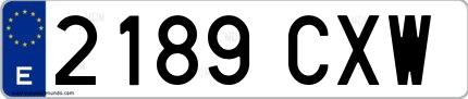 Ejemplo de matrícula española 2189 CXW