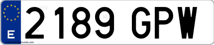Ejemplo de matrícula de coche ordinaria 2189 GPW
