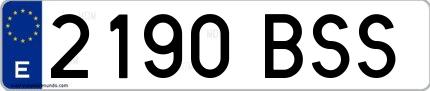 Ejemplo de matrícula española 2190 BSS