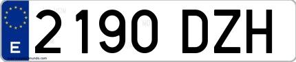 Ejemplo de matrícula española 2190 DZH