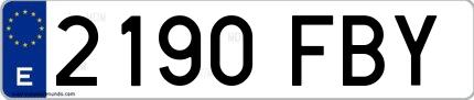 Ejemplo de matrícula española 2190 FBY