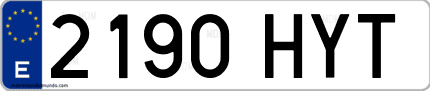 Ejemplo de matrícula de coche ordinaria 2190 HYT