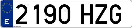Ejemplo de matrícula española 2190 HZG