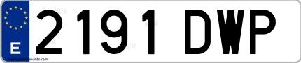 Ejemplo de matrícula española 2191 DWP