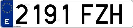 Ejemplo de matrícula española 2191 FZH