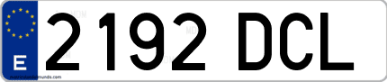 Ejemplo de matrícula de coche ordinaria 2192 DCL