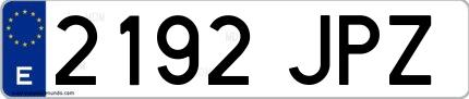 Ejemplo de matrícula española 2192 JPZ