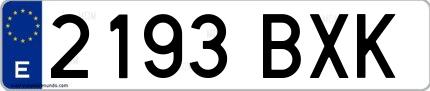 Ejemplo de matrícula española 2193 BXK
