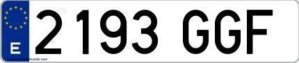 Ejemplo de matrícula española 2193 GGF