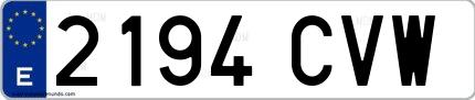 Ejemplo de matrícula española 2194 CVW