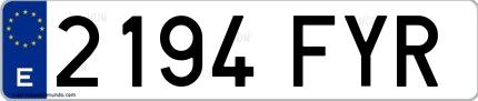 Ejemplo de matrícula española 2194 FYR
