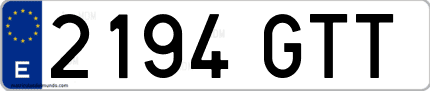 Ejemplo de matrícula de coche ordinaria 2194 GTT