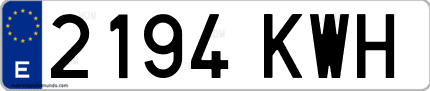Ejemplo de matrícula de coche ordinaria 2194 KWH