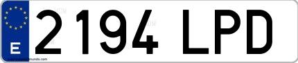 Ejemplo de matrícula española 2194 LPD