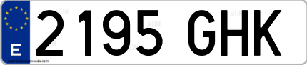 Ejemplo de matrícula de coche ordinaria 2195 GHK
